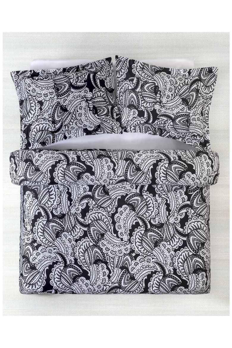Paisley 3-Piece Duvet Set, Alternate, color, BLACK