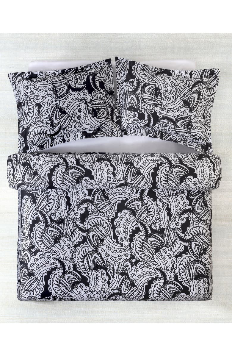 Brooks Brothers Paisley 3-Piece Duvet Set, Alternate, color, Black