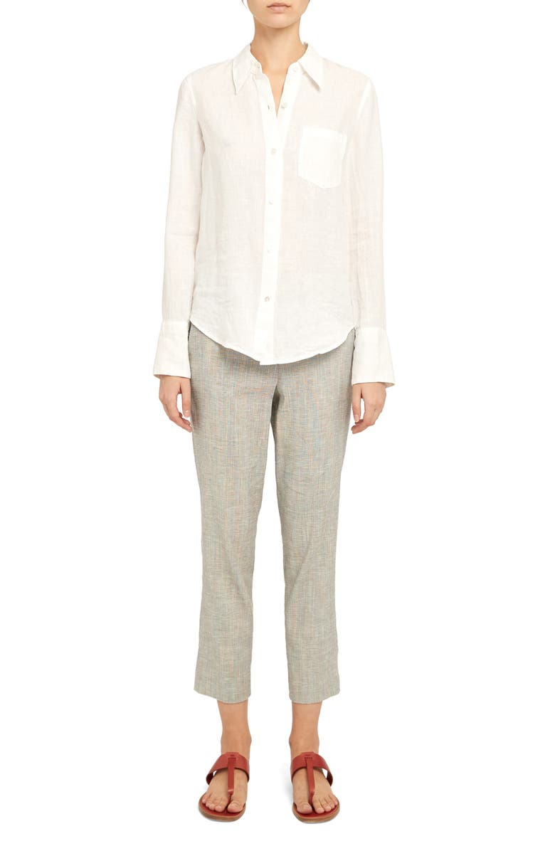 Theory Linen Button-Up Shirt, Alternate, color, White