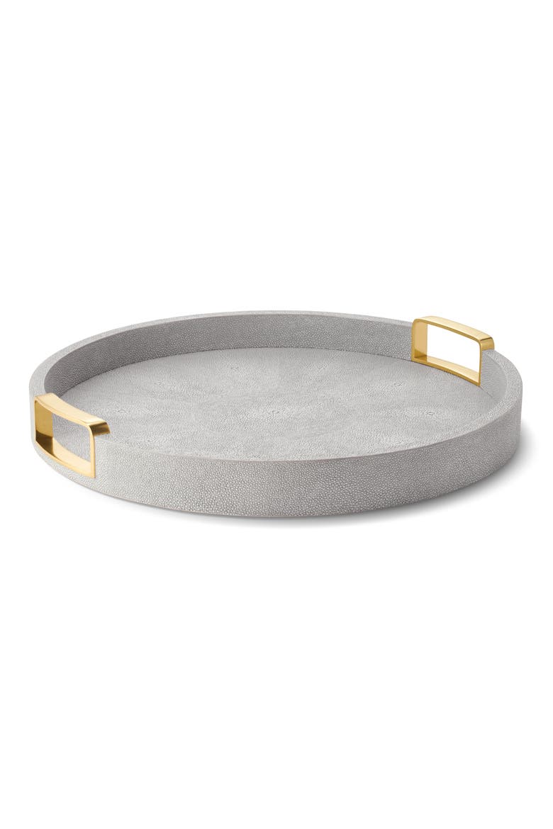 Carina Shagreen Small Round Tray, Main, color, DOVE