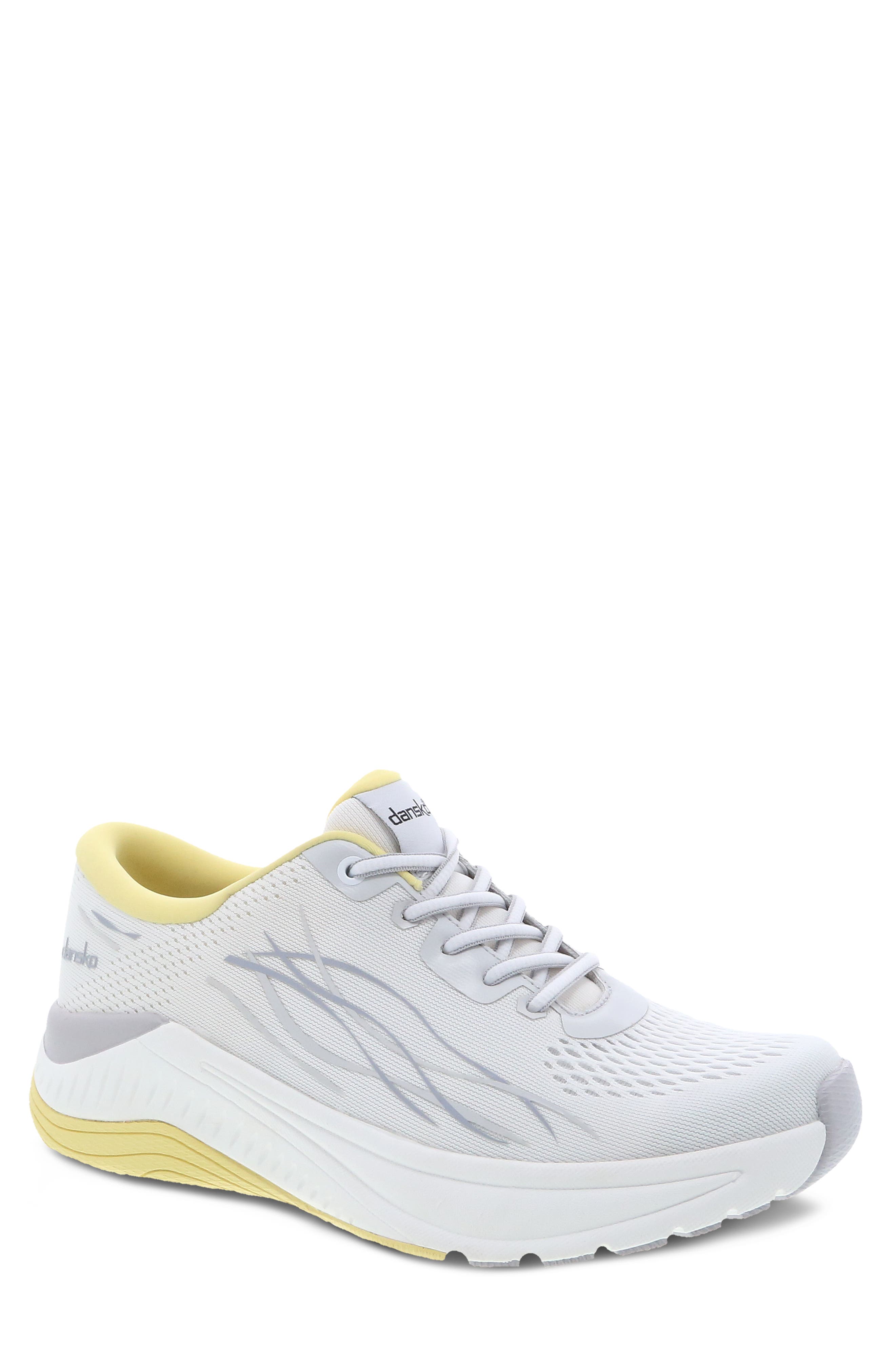 Dansko Pace Sneaker, Main, color, White/ Yellow Mesh