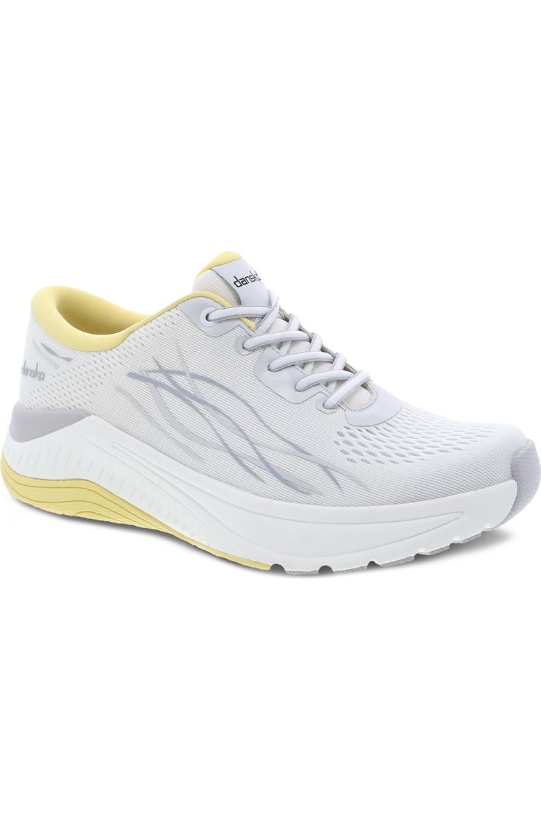 Dansko Pace Sneaker, Main, color, White/ Yellow Mesh
