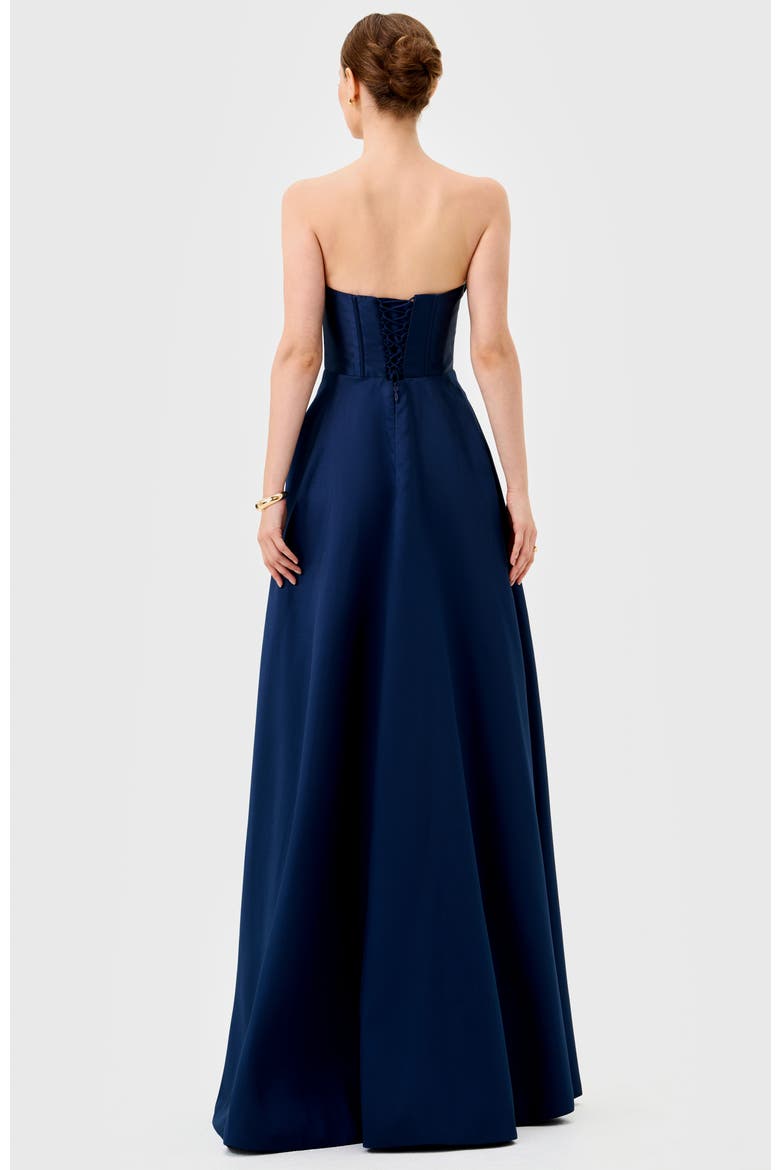 Ameira Strapless Cowl Gown, Alternate, color, NAVY