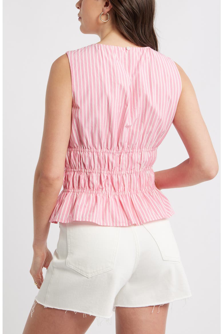 Stripe Smocked Peplum Poplin Top, Alternate, color, PINK ZENNA IVORY PENNY STRIPE