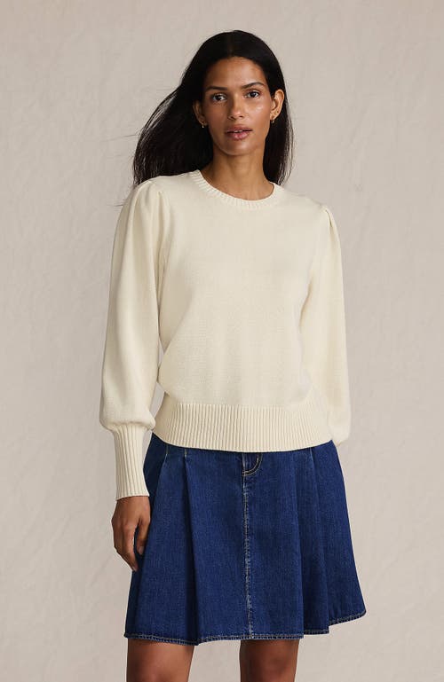 Lands' End Drifter Puff Sleeve Crew Neck Sweater In Neutral
