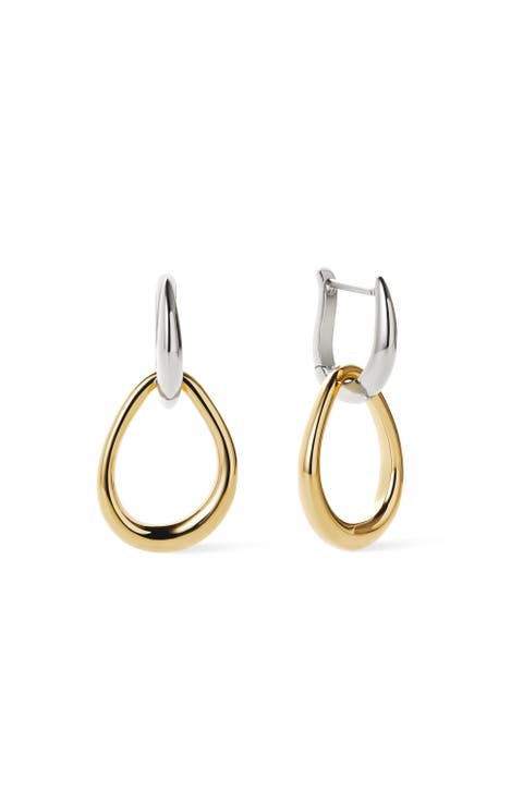 Gold Drop Earrings - Sage Two Tone