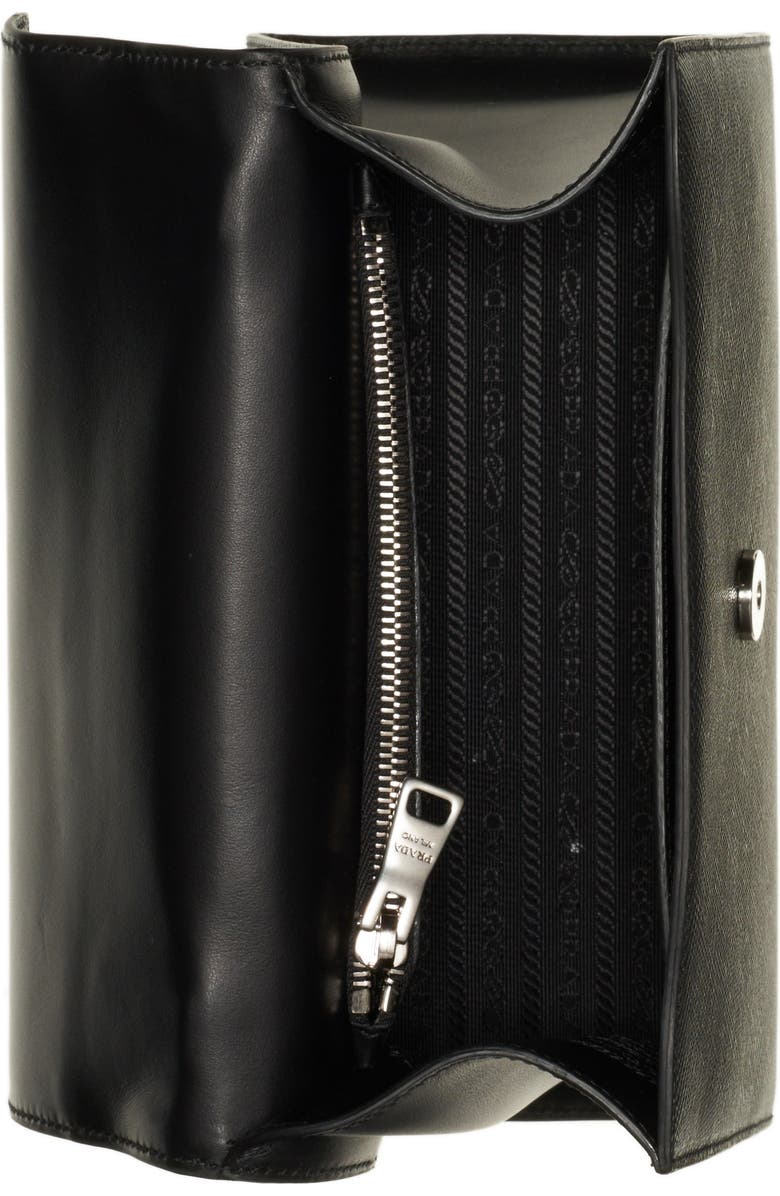 Prada Monochrome Logo Top Handle Leather Handbag, Alternate, color,