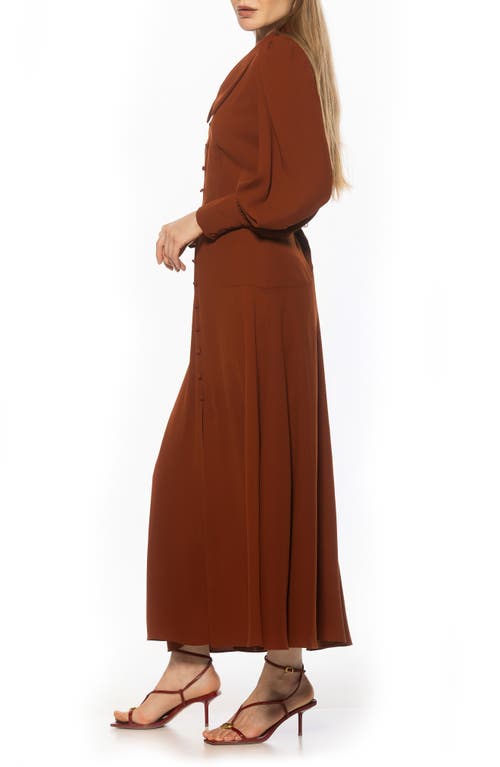 Alexia Admor Kate Collared Long Sleeve Maxi Dress In Brown