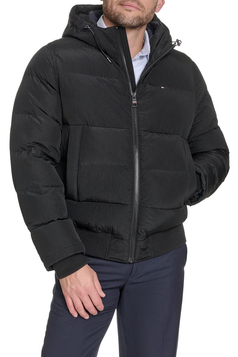 Hooded Snorkel Puffer Jacket, Main, color, BLACK
