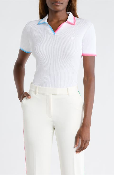 Tipped Rib Cotton Blend Polo