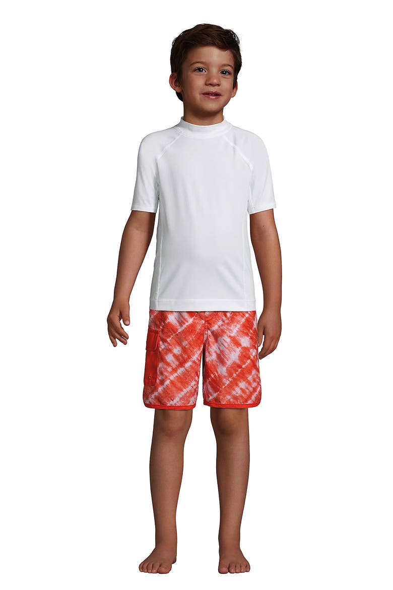 Boys Short Sleeve UPF 50 Sun Protection Rash Guard, Alternate, color, White