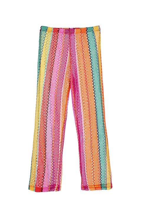 Multicolor Striped Mesh Beach Trousers