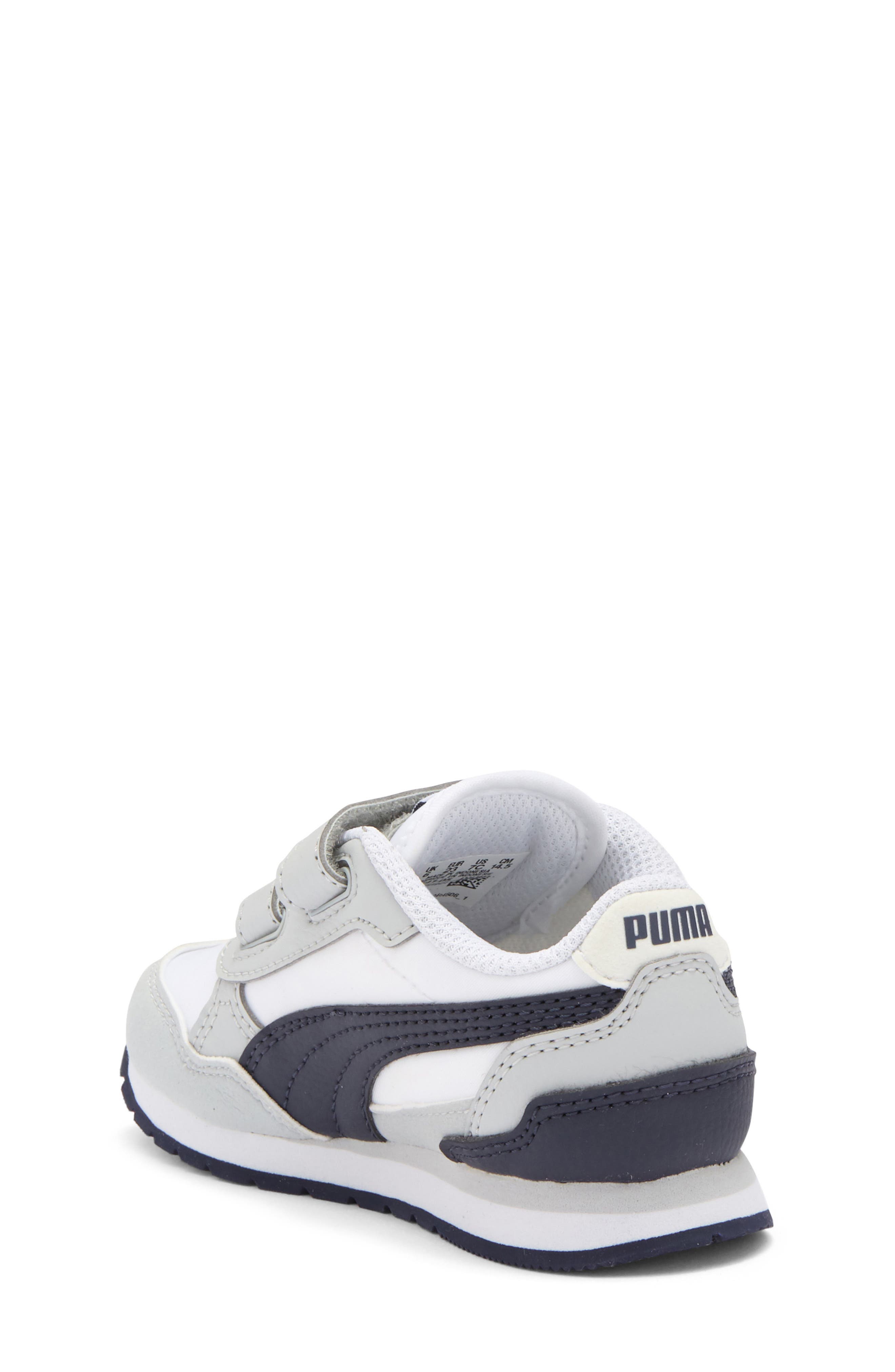 PUMA Kids' Runner V4 Sneaker, Alternate, color, Puma White-New Navy-Gray