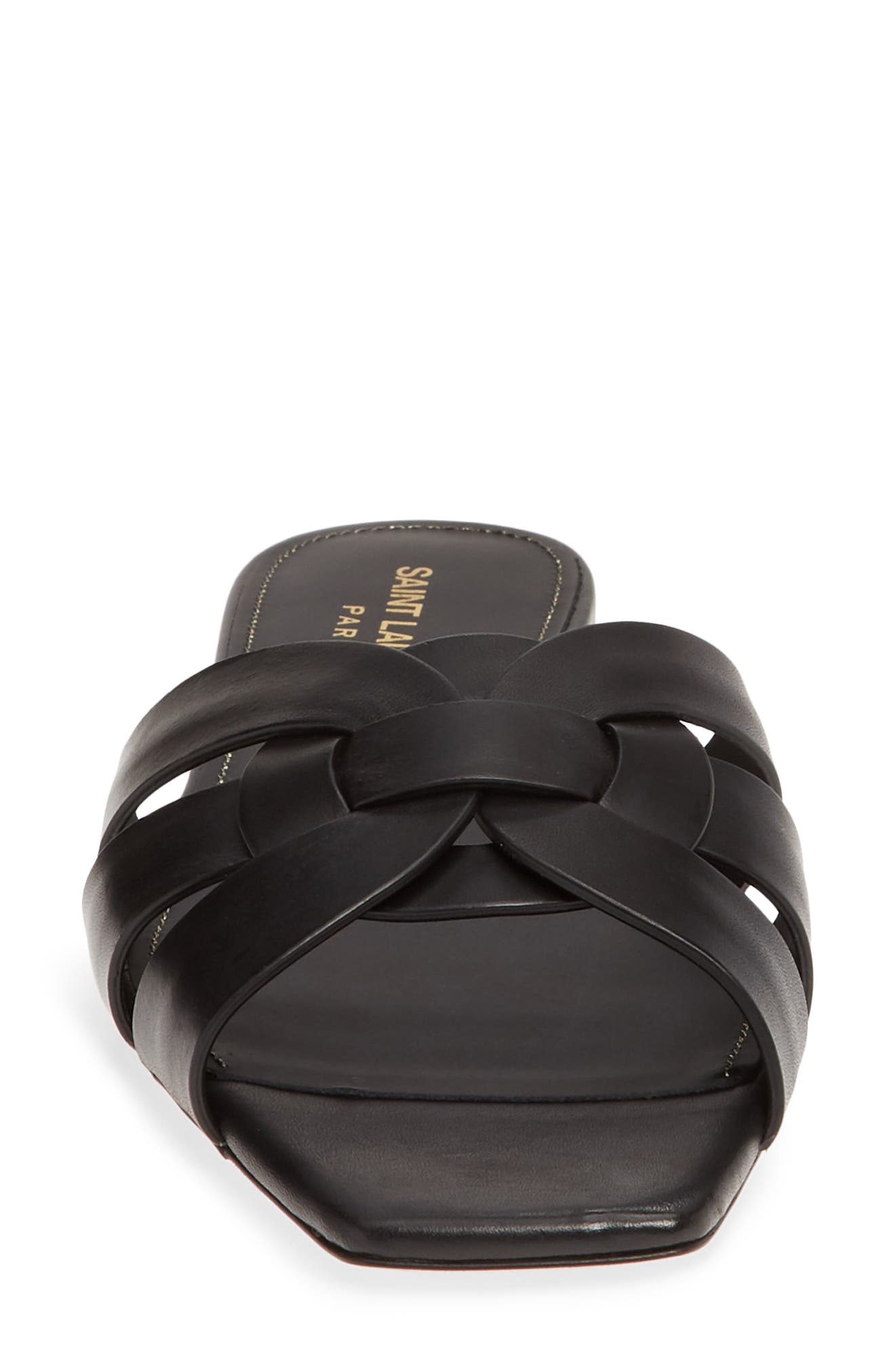 Saint Laurent Tribute Nu Pieds Slide Sandal, Alternate, color, 1000-Nero