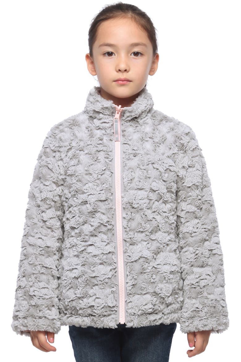 Kids' Reversible Fleece Puffer Jacket, Main, color, Frost Gray/ Chalk Pink