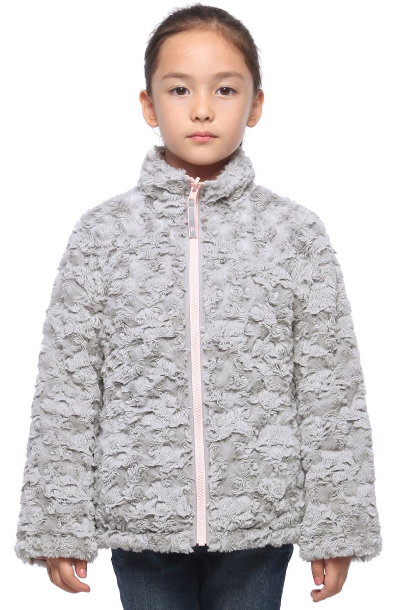 Rokka&Rolla Kids' Reversible Fleece Puffer Jacket, Main, color, Frost Gray/ Chalk Pink