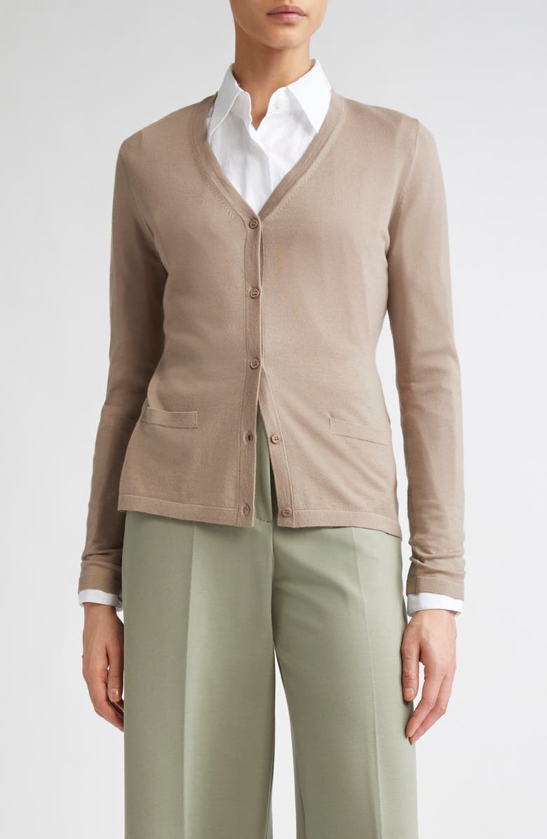 Max Mara Kenya Virgin Wool Cardigan, Main, color, Turtledove