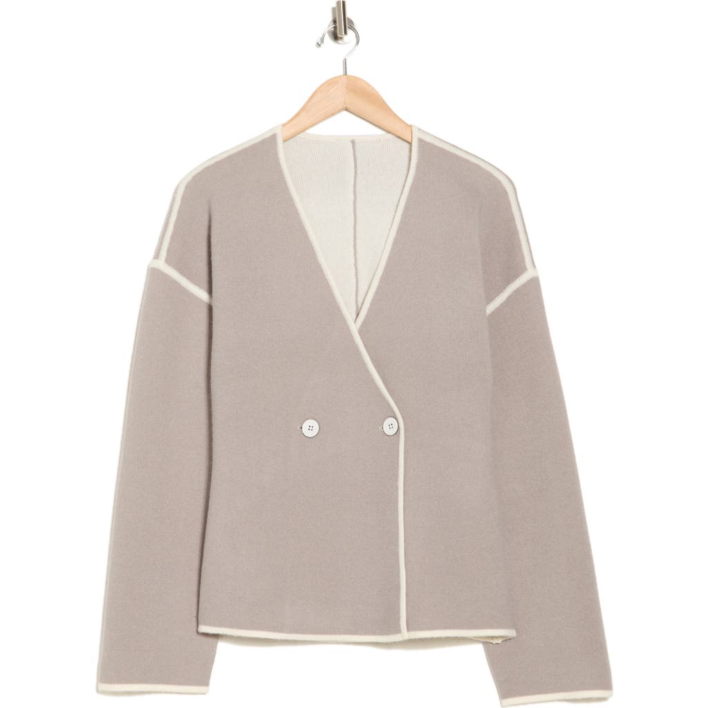 Derek Lam 10 Crosby Maslin Reversible Double-face Cardigan In Cobblestone/blanc De Blanc