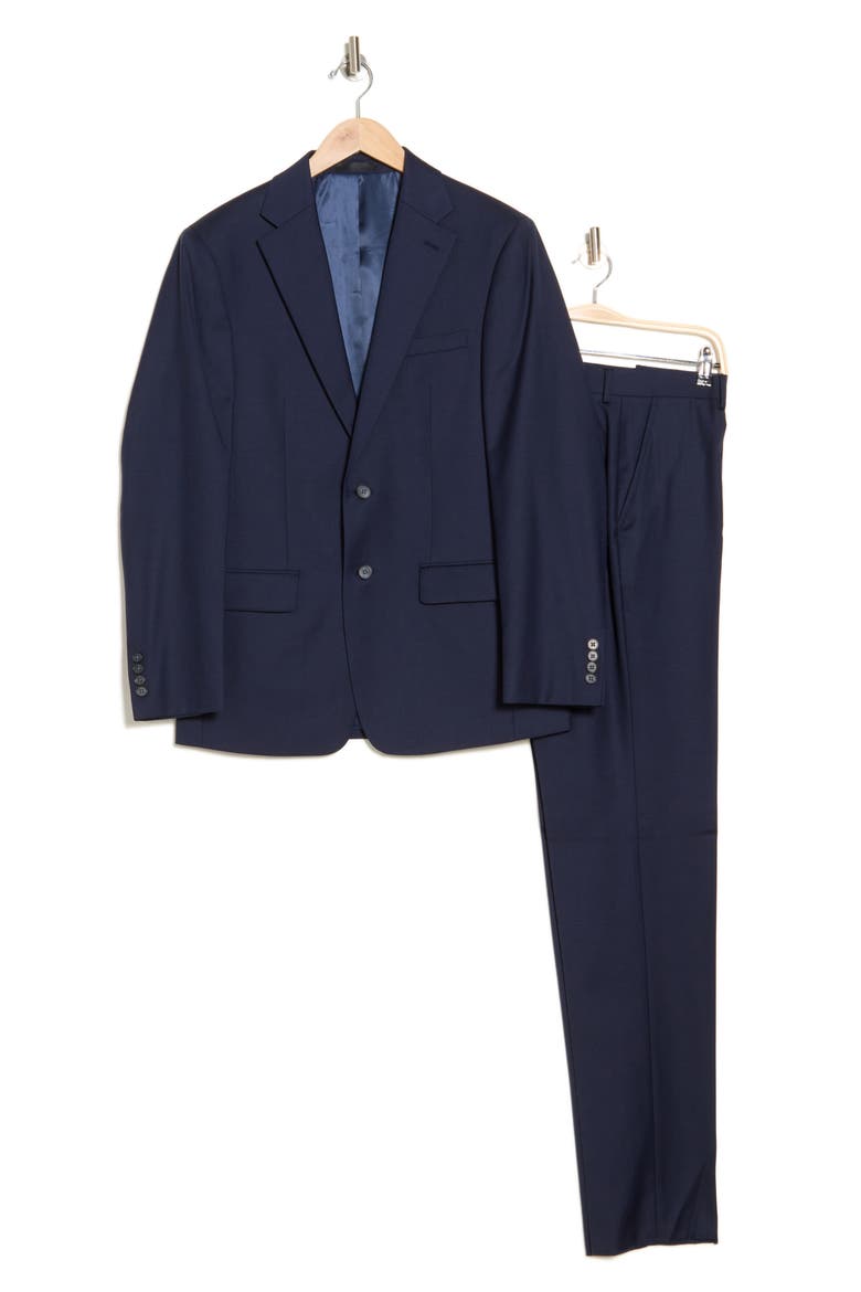 Solid Two-Button Notched Lapel Slim Fit Suit, Alternate, color, NAVY