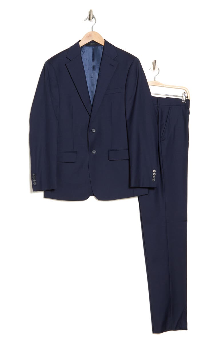 Calvin Klein Solid Two-Button Notched Lapel Slim Fit Suit, Alternate, color, Navy