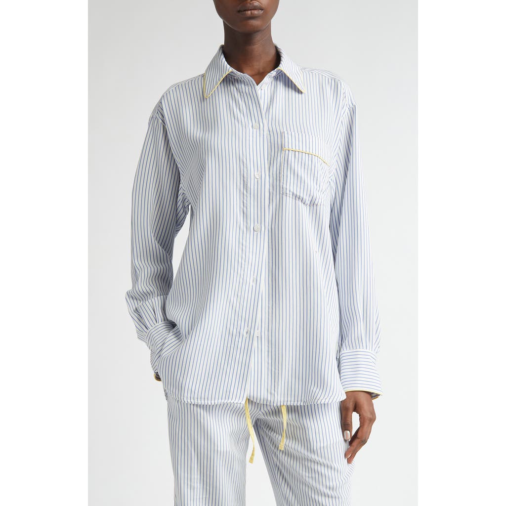 Victoria Beckham Piped Stripe Button-up Pajama Shirt