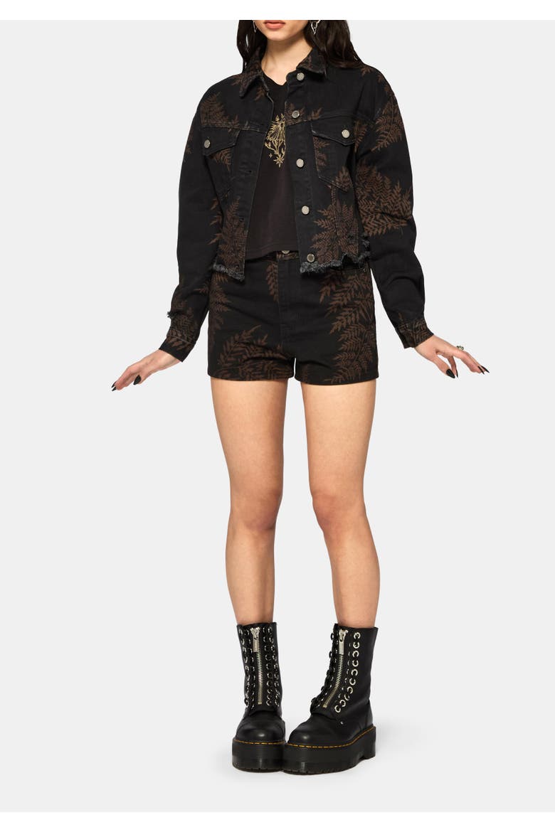 Ruin Fern Distressed Denim Jacket, Alternate, color, Black