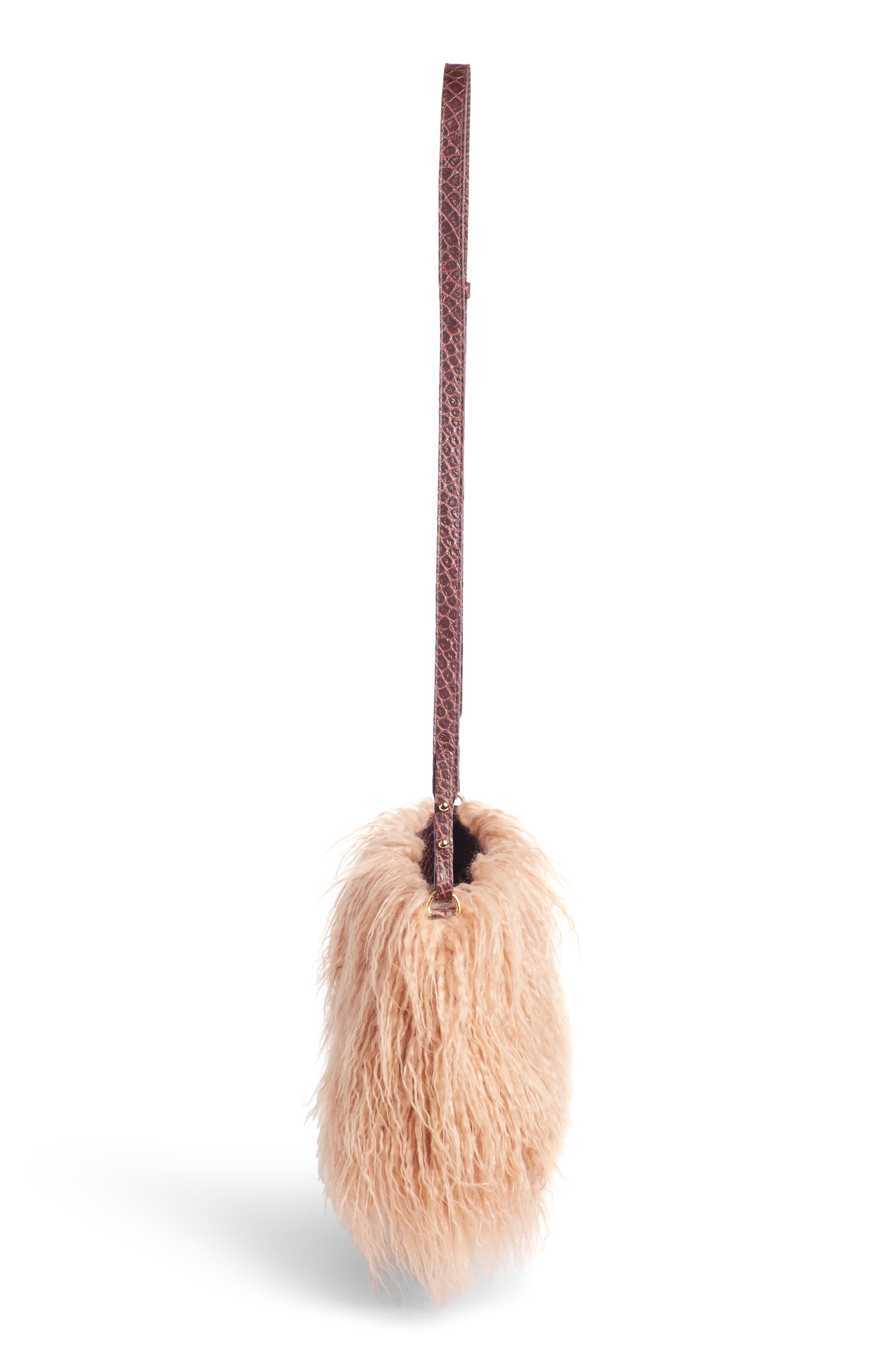Faux Shearling Crossbody Bag, Alternate, color, BLUSH