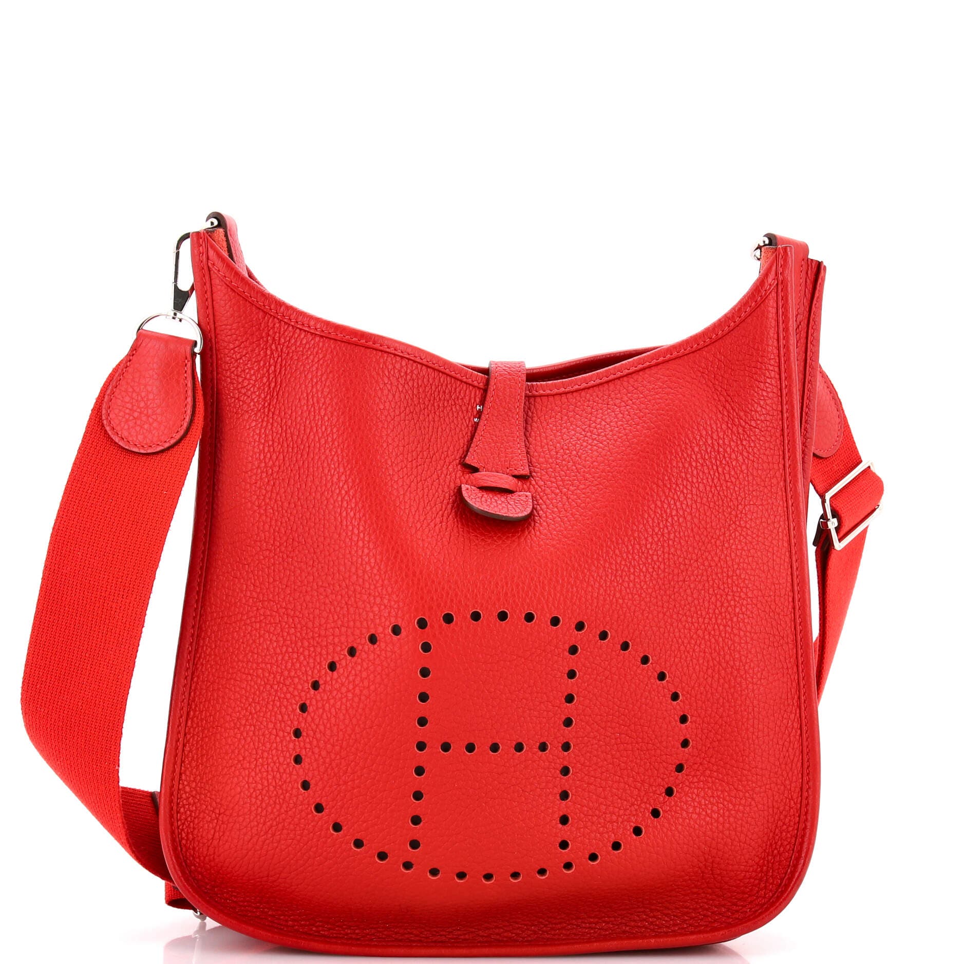 Pre-Owned Hermes Evelyne Bag Gen III Clemence PM, Main, color, Rouge Vif