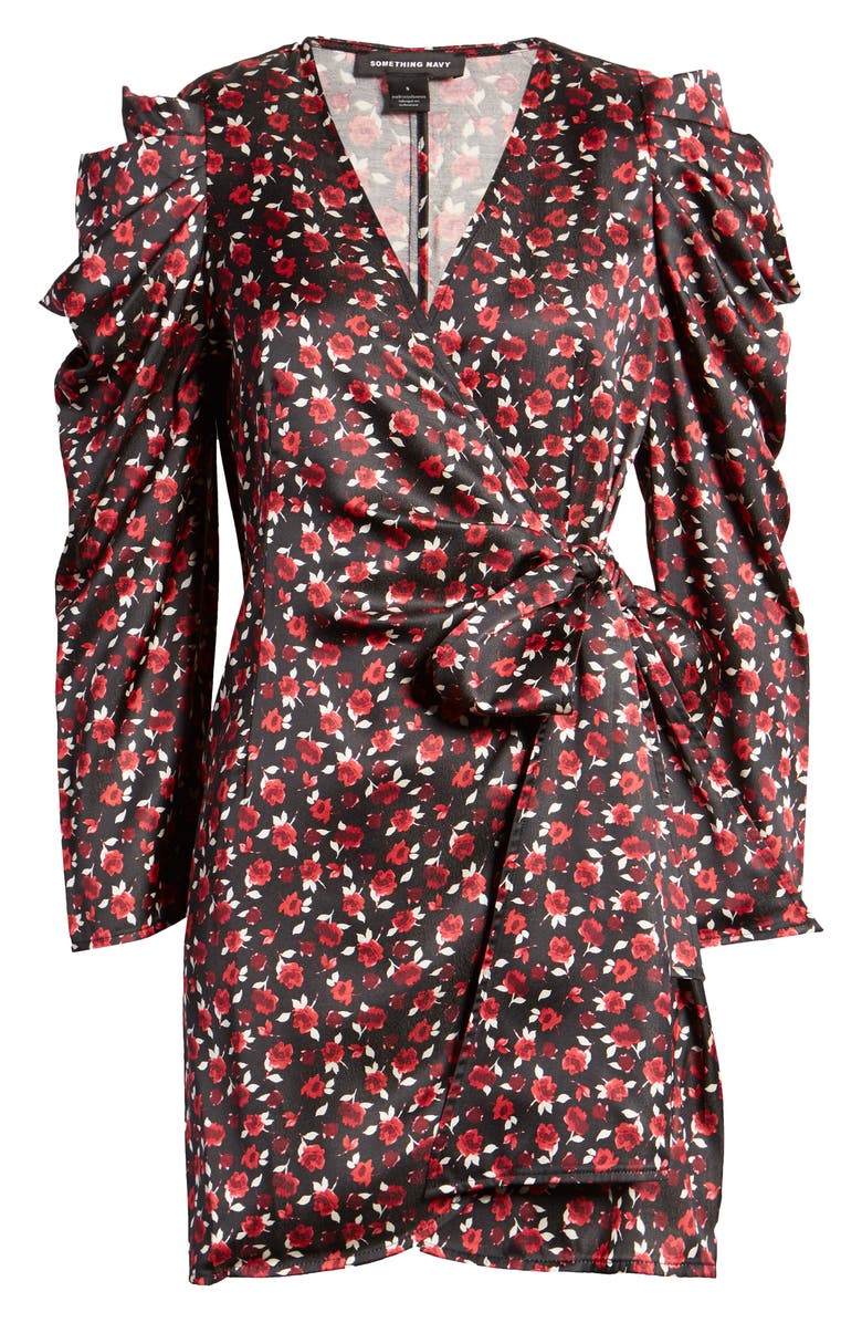 Something Navy Long Sleeve Wrap Minidress, Alternate, color,