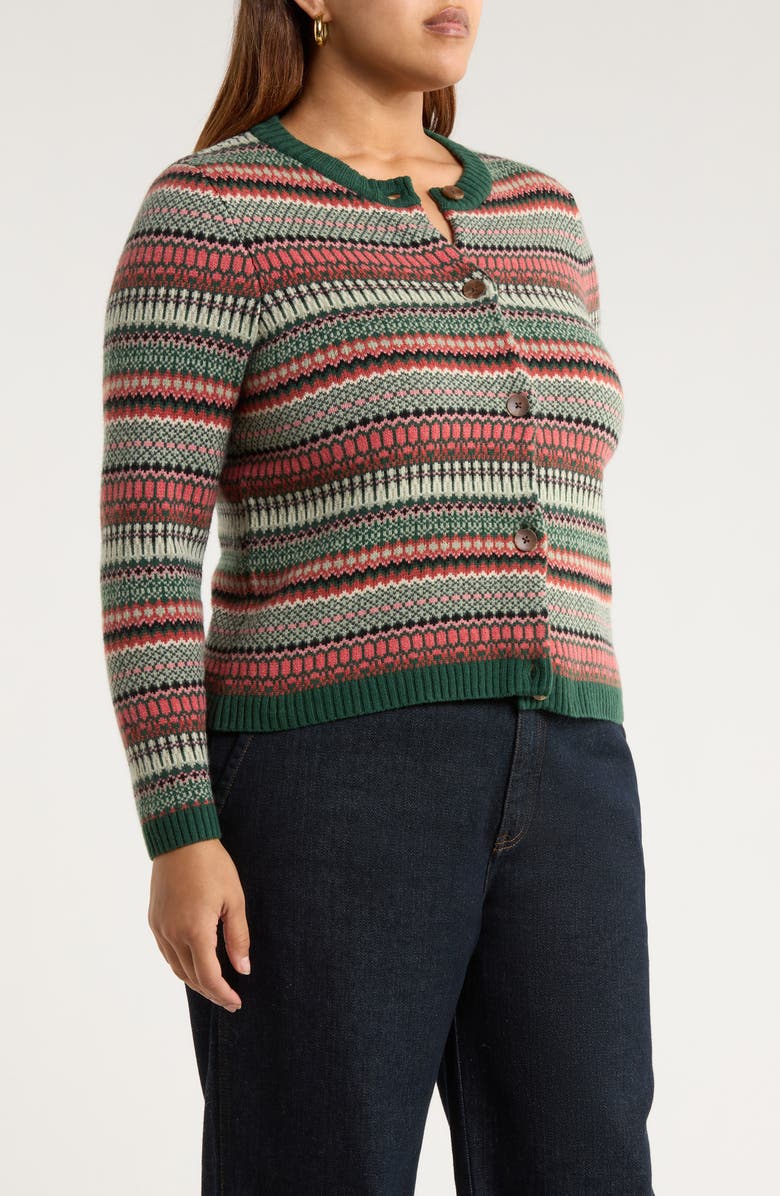 Seasalt Cornwall Percella Cove Fair Isle Merino Wool Blend Cardigan, Alternate, color, Weaving Needle Dark Forage Mix