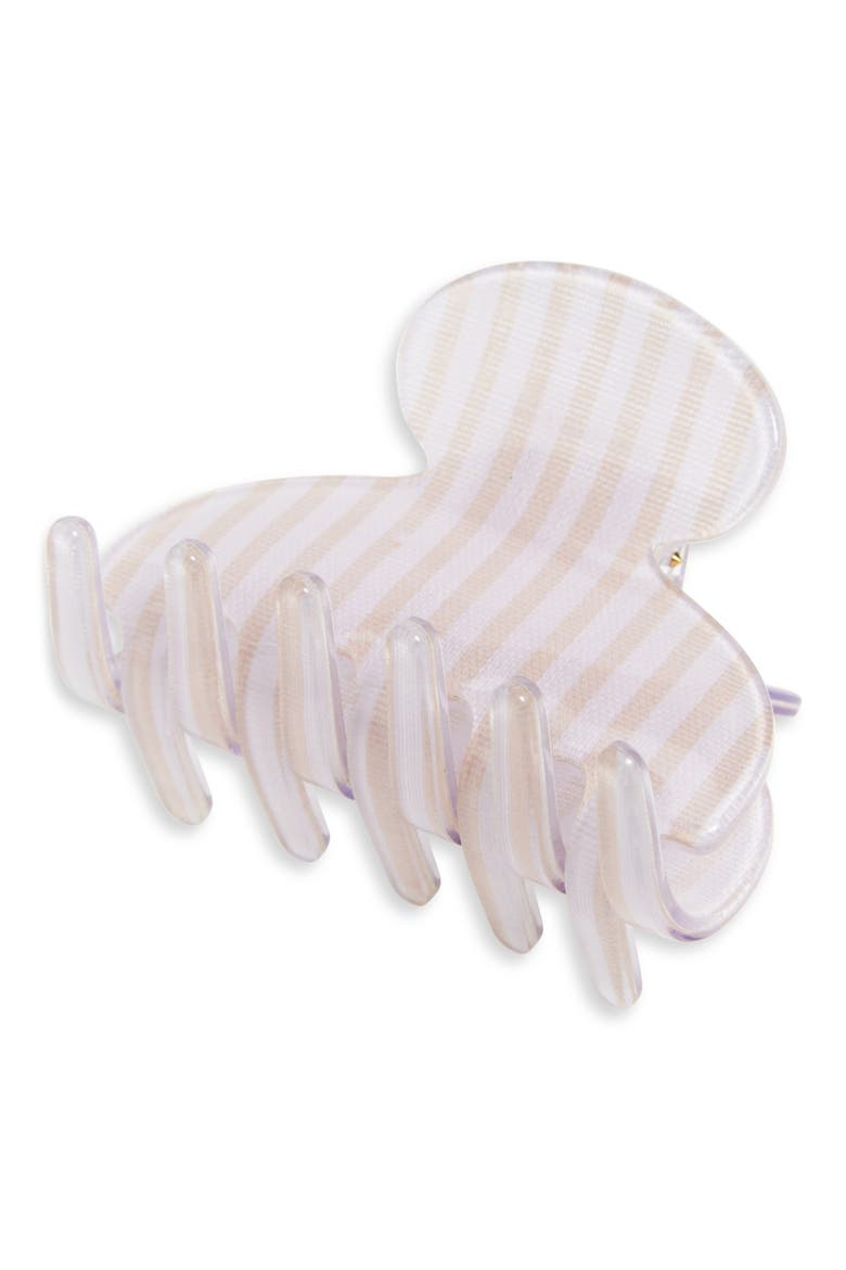 Couture Stripe Small Claw Clip, Main, color, YELLOW AND WHITE STRIPE