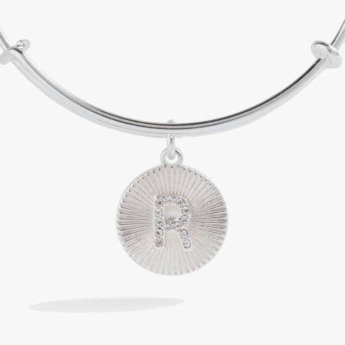 Shop Alex And Ani Pave Starburst Texture Initial Bangle Bracelet In Silver - R