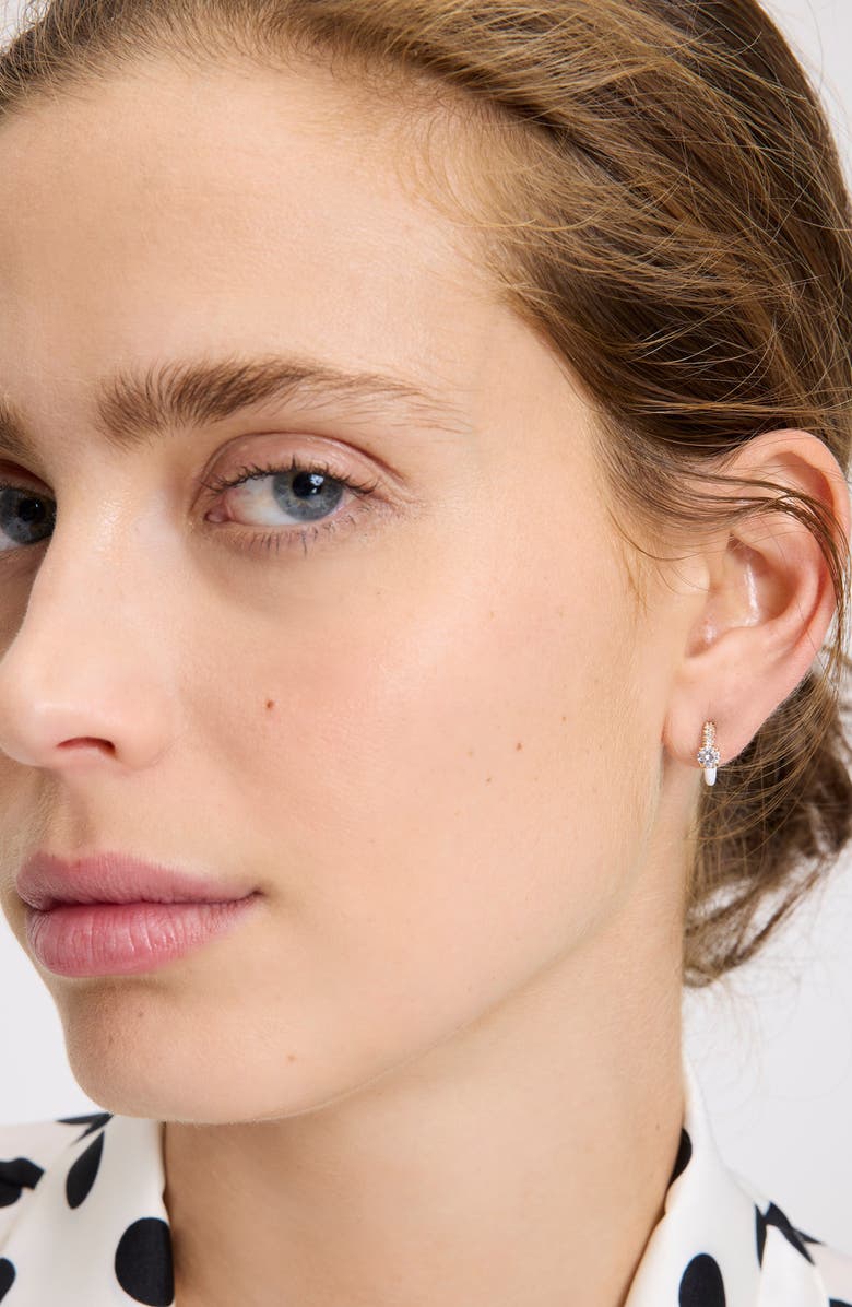 Kate Spade New York hint of shimmer crystal huggie hoop earrings, Alternate, color, 