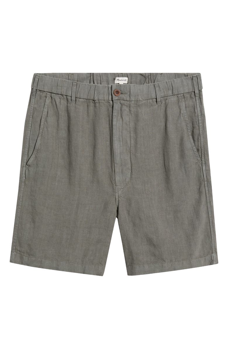 Madewell Pull-On Linen Shorts, Main, color, Stormy Spruce