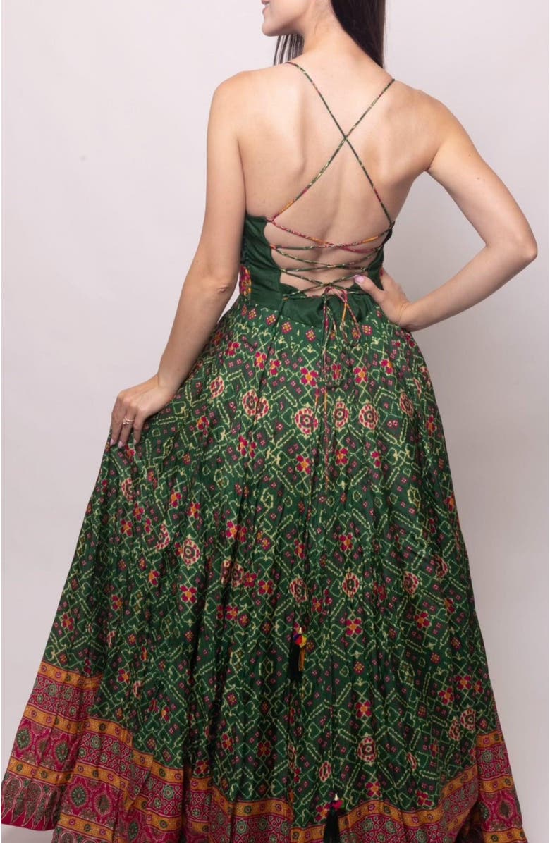 RAAS Denica Embroidered Open Back Dress, Alternate, color, Green