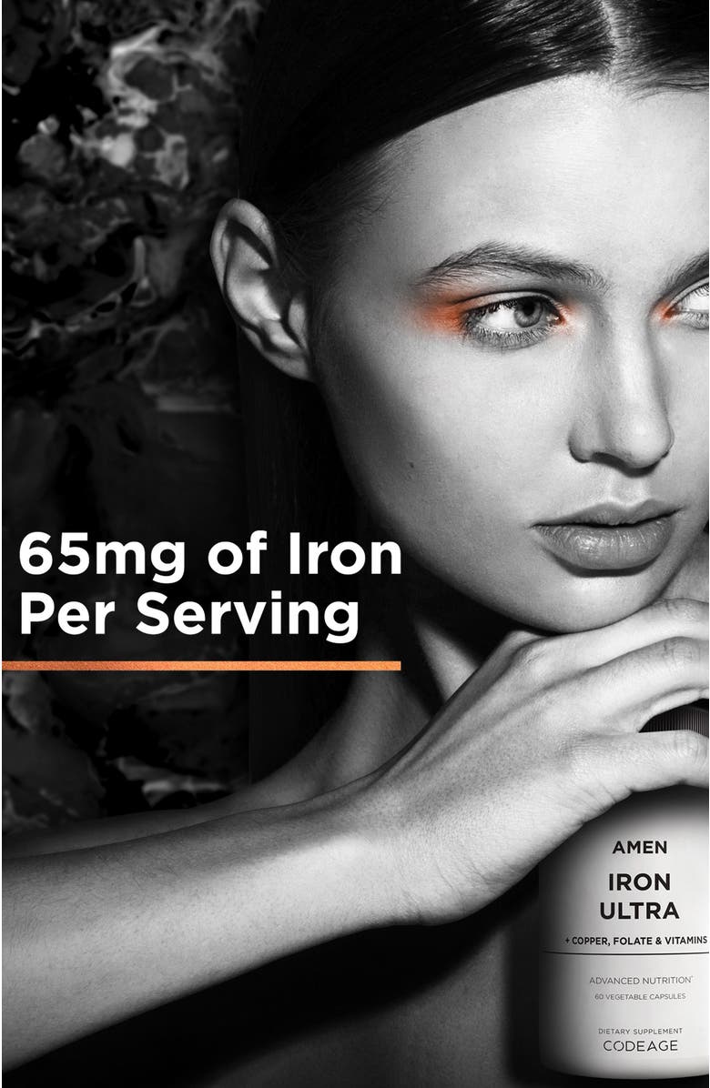 Codeage Amen Iron Ultra + Copper, Folate, Vitamin C & B12, Alternate, color, White