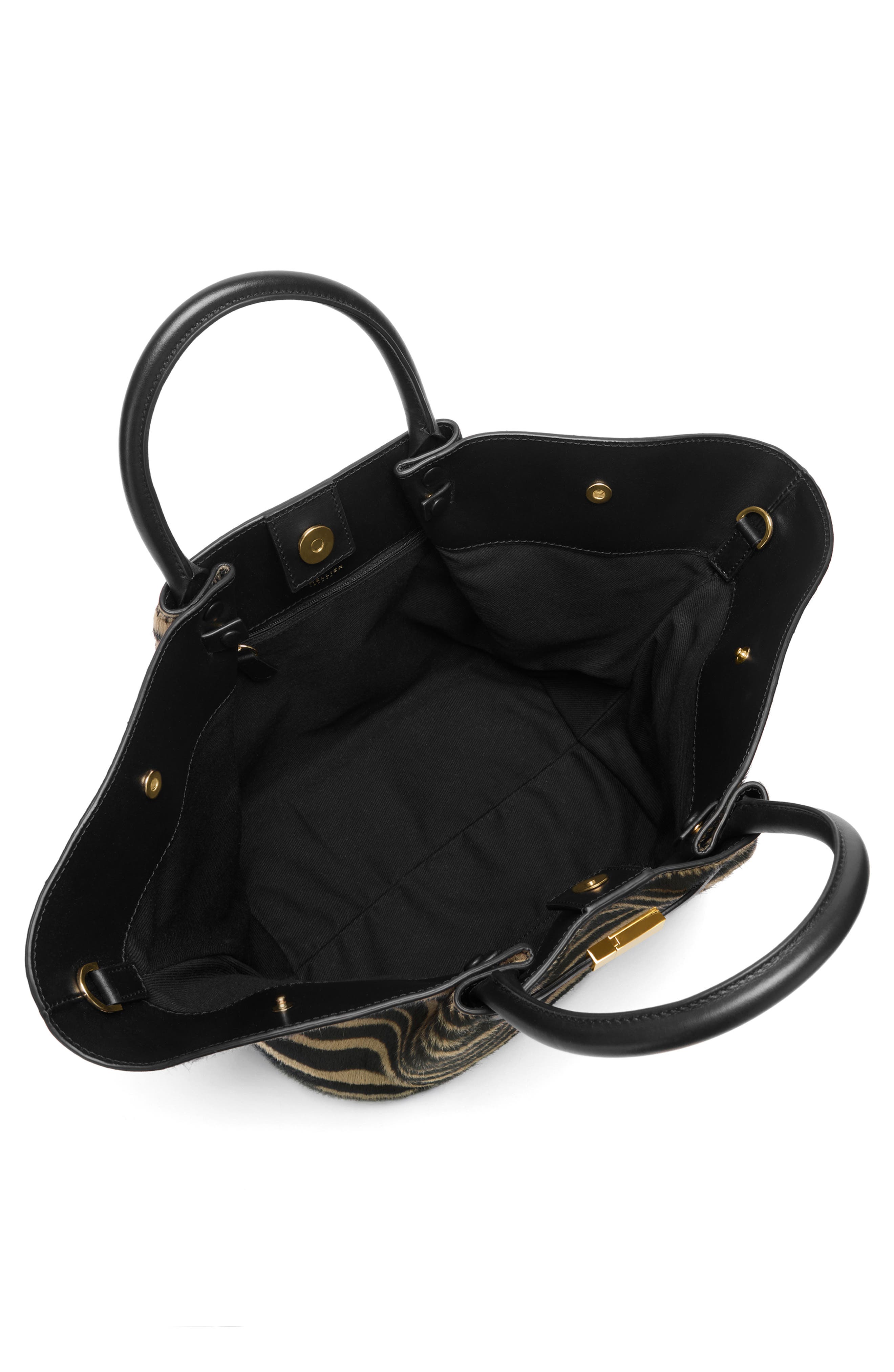 The Midi New York Calf Hair Tote, Alternate, color, ZEBRA EFFECT/ BLACK