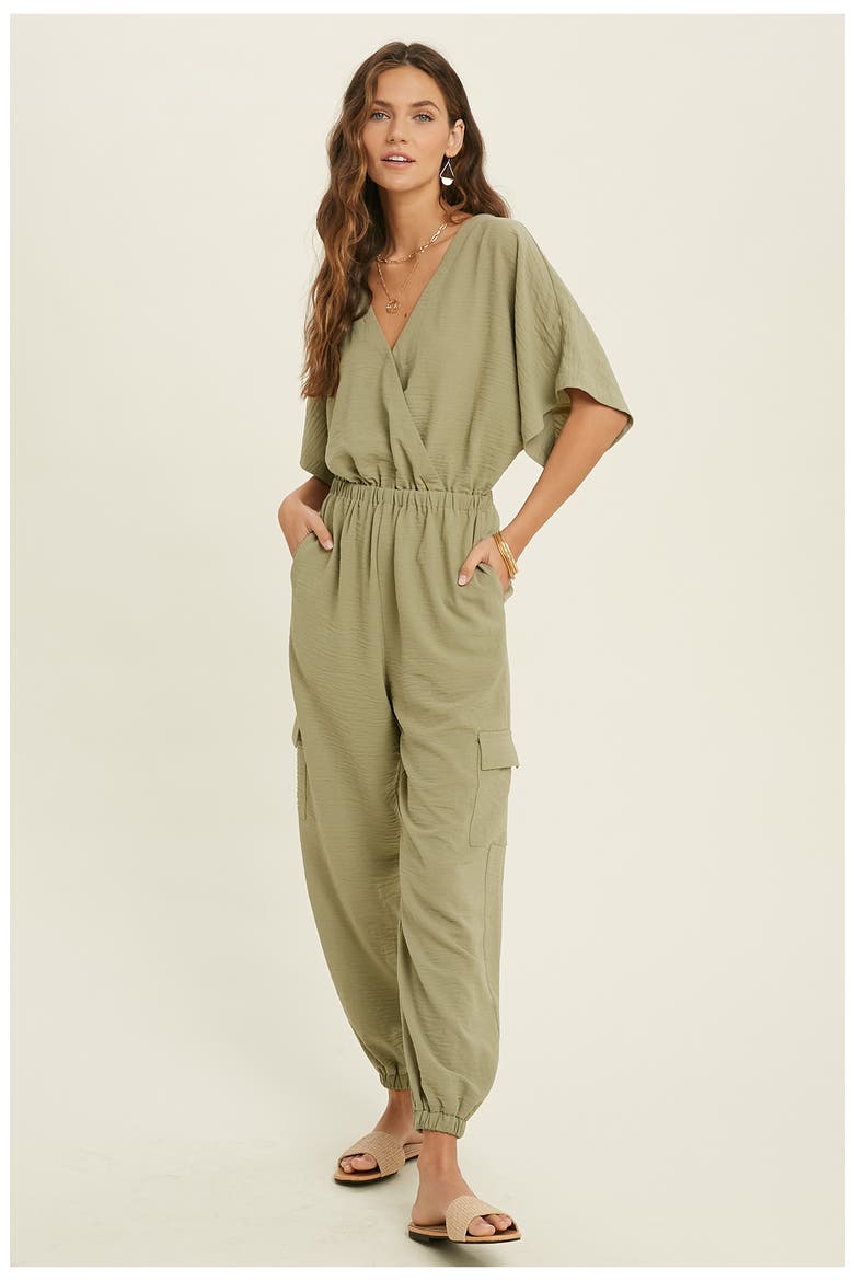V-Neck Jumpsuit, Alternate, color, S OLIVE
