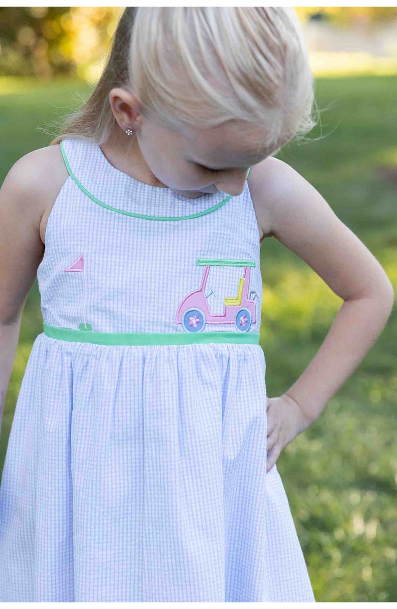 Florence Eiseman Check Seersucker Dress With Golf Cart, Alternate, color, Blue/White