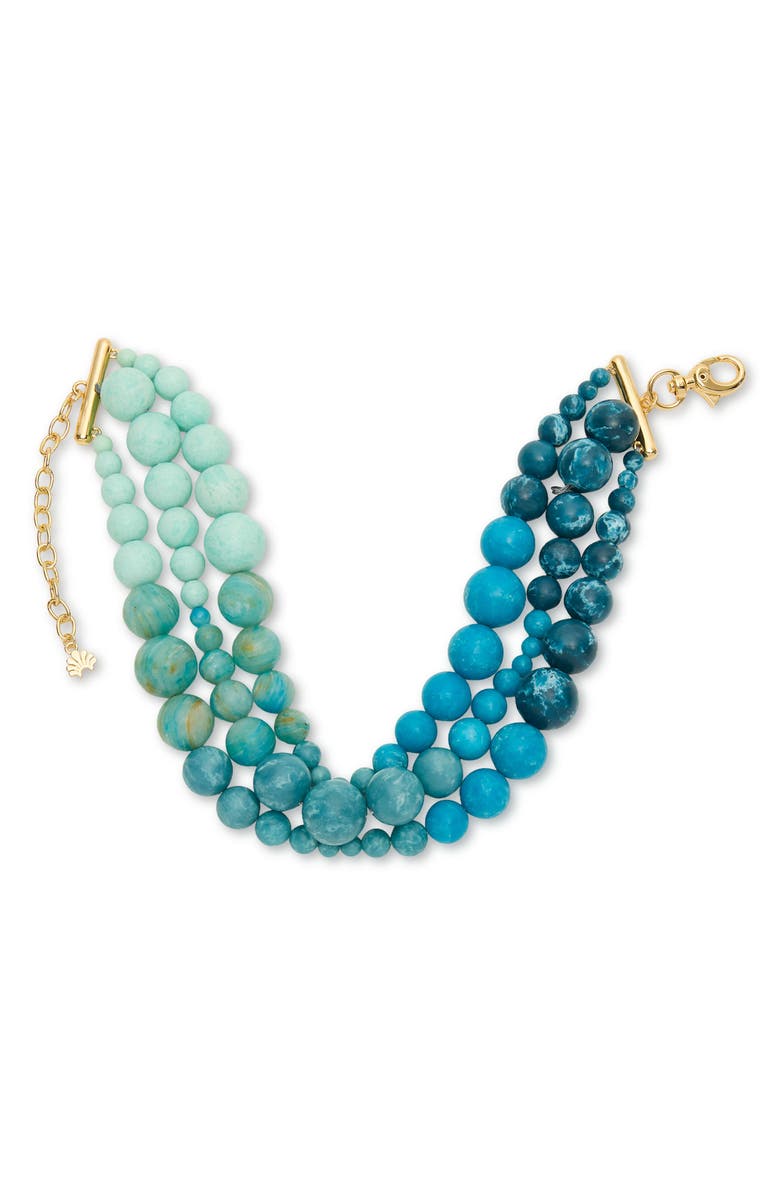 Lele Sadoughi Riviera Diana Triple Row Necklace, Main, color, Seafoam Spray