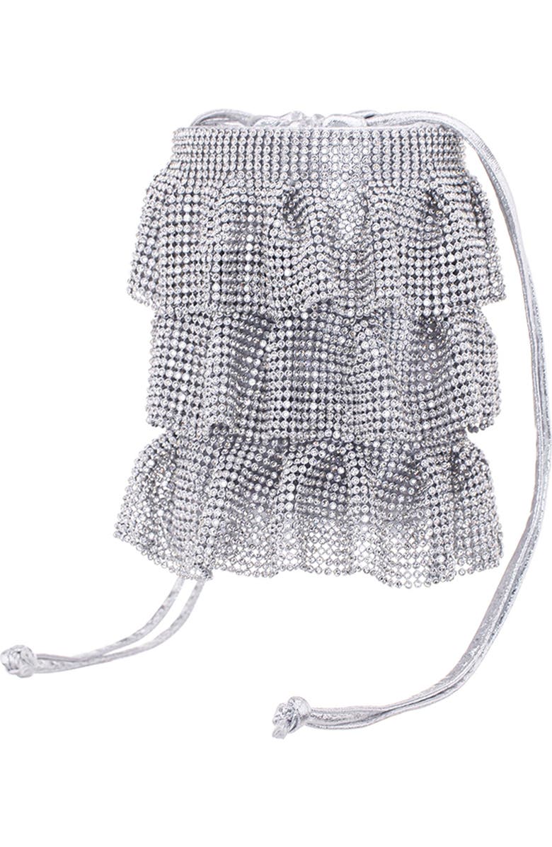 Nina Elegant Drawstring Clutch, Alternate, color, Silver