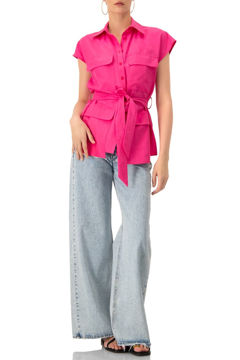 Cargo Shirt/Vest with Waist Tie, Alternate, color, Fuchsia