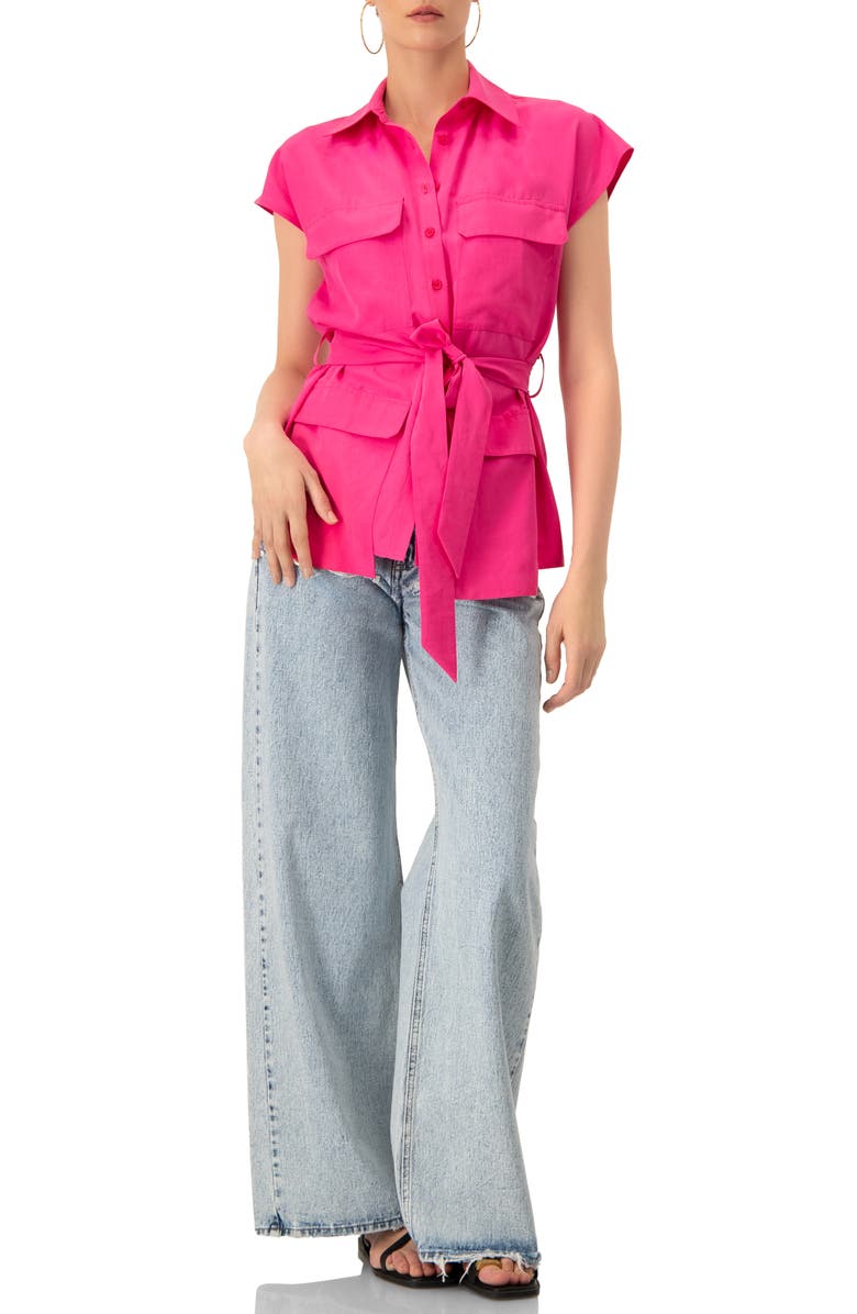 IVONNE Cargo Shirt/Vest with Waist Tie, Alternate, color, Fuchsia