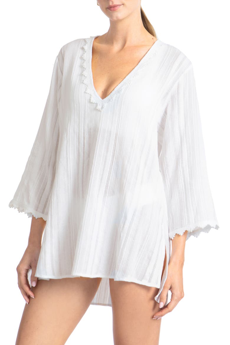 Jo Lace Trim Cover-Up Tunic, Alternate, color, WHITE