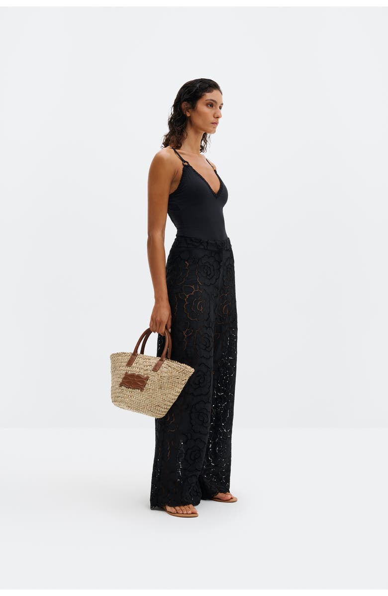 Malina Stacey Wide-Leg Lace Pants, Alternate, color, Black