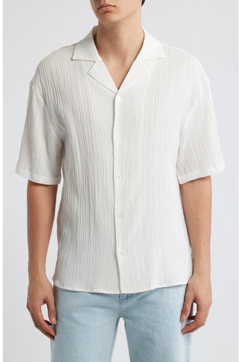 Textured Camp Shirt, Main, color, WHITE