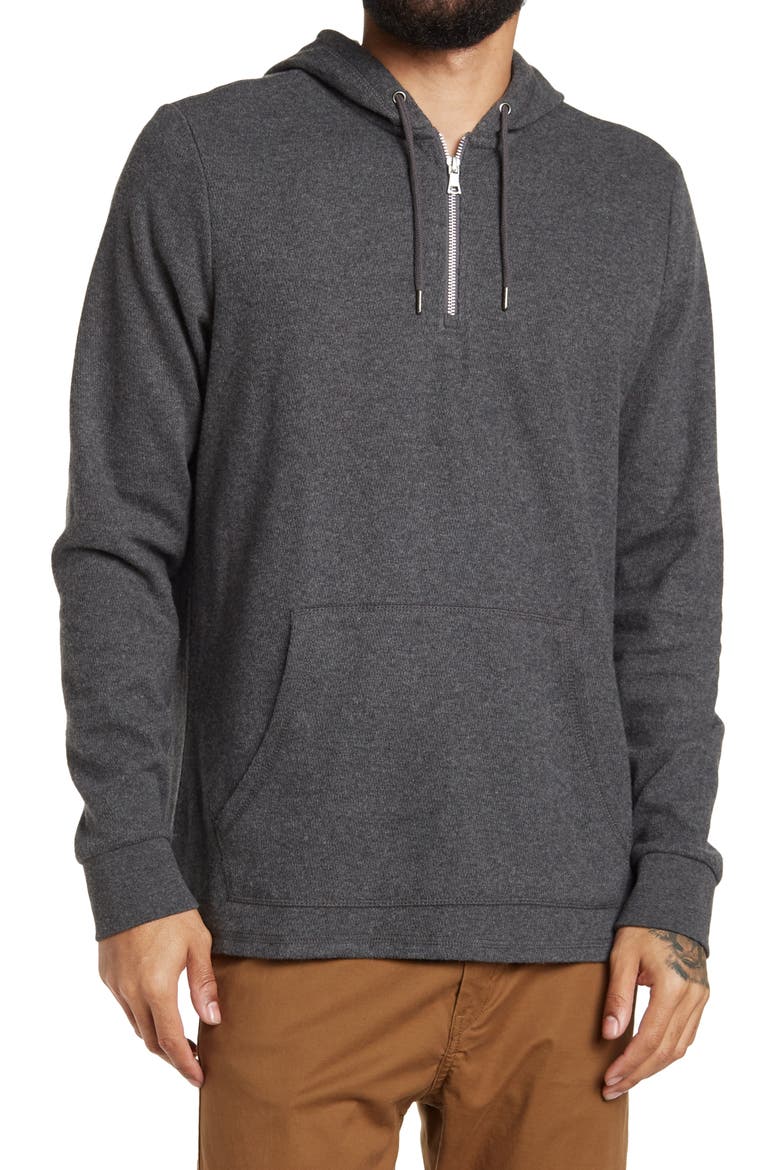 FLAG AND ANTHEM 1/4 Zip Knit Hoodie, Main, color, CHARCOAL