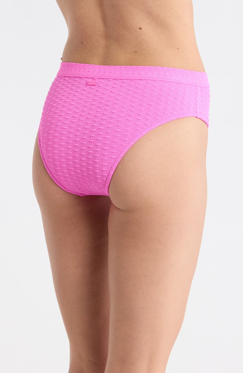 Roxy Haleiwa Banded High Waist Bikini Bottoms, Alternate, color, Bright Pink