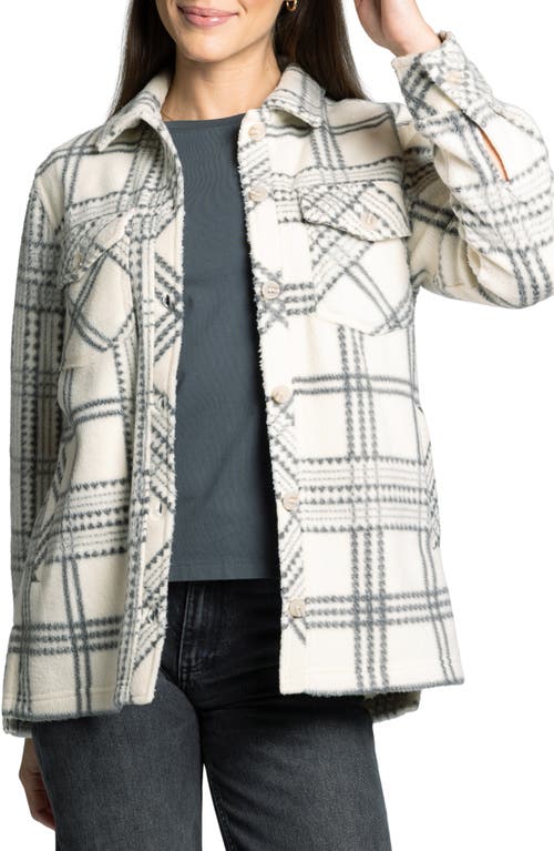 Thread & Supply Santa Fe Plaid Fleece Shirt Jacket In White