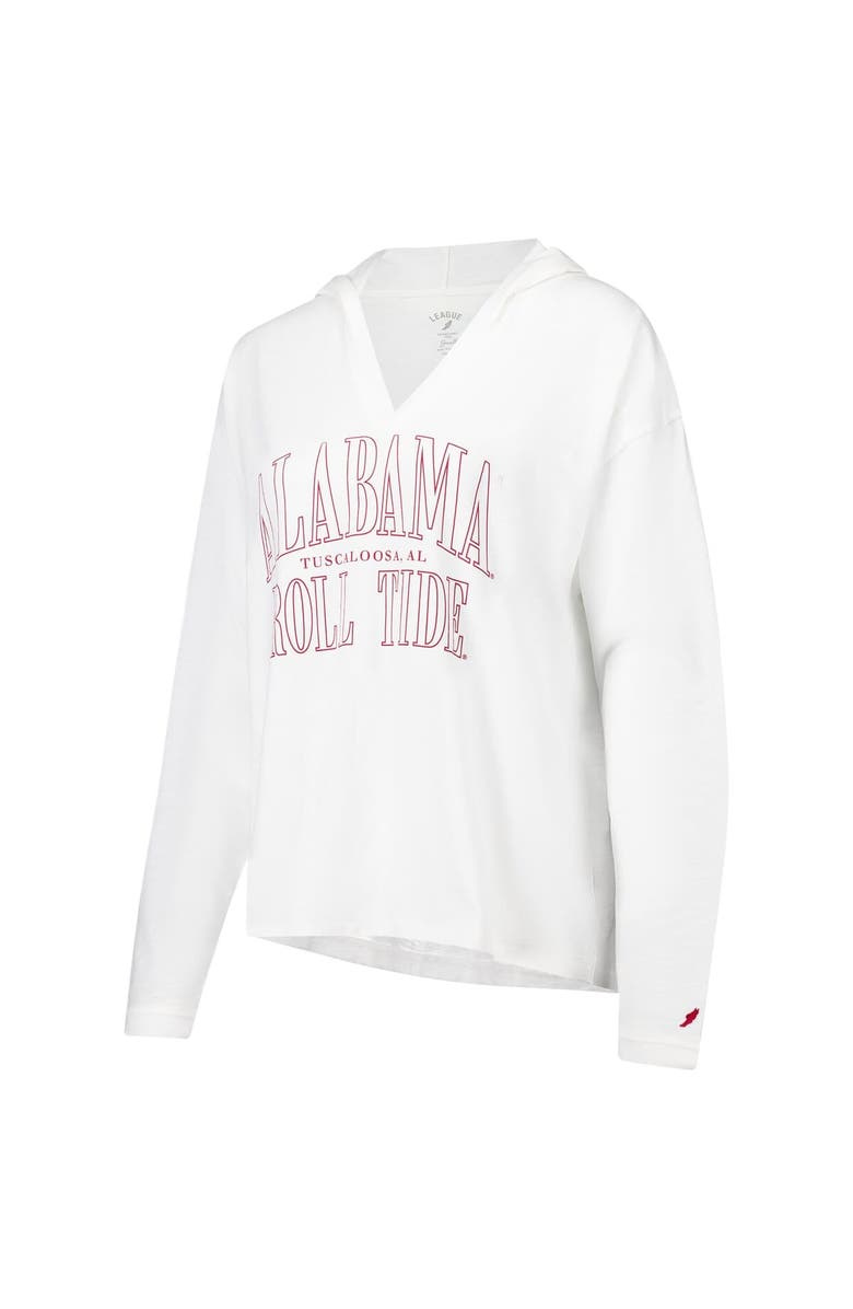LEAGUE COLLEGIATE WEAR Women's League Collegiate Wear White Alabama Crimson Tide Slub Long Sleeve V-Neck Hoodie T-Shirt, Alternate, color, White